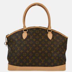 Pre Owned Louis Vuitton Lockit Horizontal Brown Monogram Canvas Tote Bag