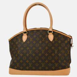 Pre Owned Louis Vuitton Lockit Horizontal Brown Monogram Canvas Tote Bag