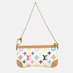 Pre Owned Louis Vuitton Pochette Milla White Multicolor Bag