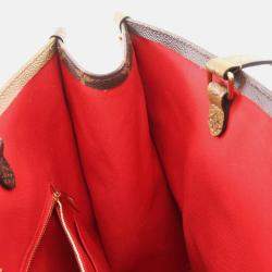 Pre Owned Louis Vuitton OnTheGo GM Coated Canvas Brown/Beige Monogram Giant Reverse Tote Bag