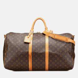 Louis Vuitton Brown Monogram Keepall Bandouliere 55