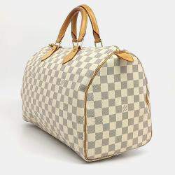 Louis Vuitton Grey White PVC Azur Speedy 35 bag