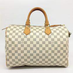 Louis Vuitton Grey White PVC Azur Speedy 35 bag