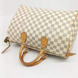 Louis Vuitton Grey White PVC Azur Speedy 35 bag