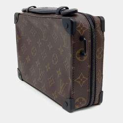 Louis Vuitton Black Brown Coated Canvas Macassar Handle Soft Trunk bag