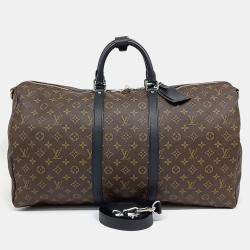 Louis Vuitton Brown Coated Canvas Makassar Bandouliere Keepall 55 bag