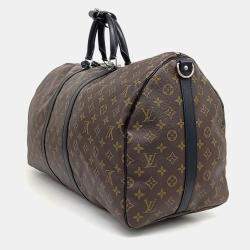 Louis Vuitton Brown Coated Canvas Makassar Bandouliere Keepall 55 bag