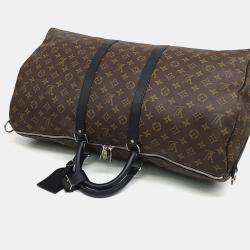 Louis Vuitton Brown Coated Canvas Makassar Bandouliere Keepall 55 bag