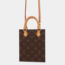 Pre Owned Louis Vuitton Petit Sac Plat Brown Monogram Canvas Tote Bag
