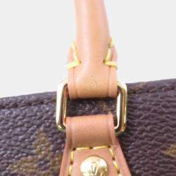 Pre Owned Louis Vuitton Petit Sac Plat Brown Monogram Canvas Tote Bag