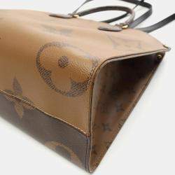Pre Owned Louis Vuitton OnTheGo MM Brown/Beige Monogram Giant Canvas Tote Bag