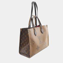 Pre Owned Louis Vuitton OnTheGo MM Brown/Beige Monogram Giant Canvas Tote Bag