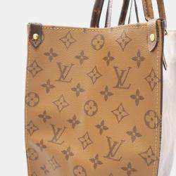 Pre Owned Louis Vuitton OnTheGo GM Brown Beige Monogram Giant Canvas Tote Bag