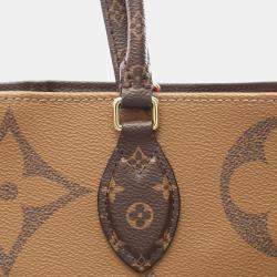Pre Owned Louis Vuitton OnTheGo GM Brown Beige Monogram Giant Canvas Tote Bag