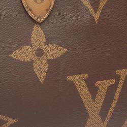 Pre Owned Louis Vuitton OnTheGo GM Brown Beige Monogram Giant Canvas Tote Bag