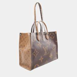 Pre Owned Louis Vuitton OnTheGo GM Brown Beige Monogram Giant Canvas Tote Bag