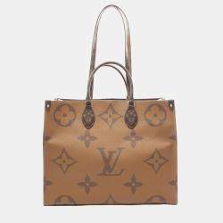 Pre Owned Louis Vuitton OnTheGo GM Brown Beige Monogram Giant Canvas Tote Bag