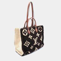 Louis Vuitton On The Go Gm Tote Bag Leather Shearling Monogram Teddy Brown Beige
