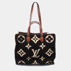 Louis Vuitton On The Go Gm Tote Bag Leather Shearling Monogram Teddy Brown Beige