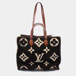 Louis Vuitton On The Go Gm Tote Bag Leather Shearling Monogram Teddy Brown Beige