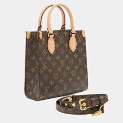 Pre Owned Louis Vuitton Sac Plat BB Brown Monogram Canvas Shoulder Bag