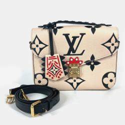 Pre Owned Louis Vuitton Pochette Metis Beige/Black Monogram Empreinte Leather Shoulder Bag