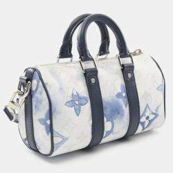 Louis Vuitton Keepall Xs Monogram Watercolor Handbag Coated Canvas Leather White Navy Multicolor