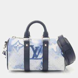 Louis Vuitton Keepall Xs Monogram Watercolor Handbag Coated Canvas Leather White Navy Multicolor