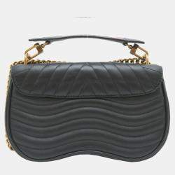 Louis Vuitton New Wave Chain Bag Mm Shoulder Leather Black