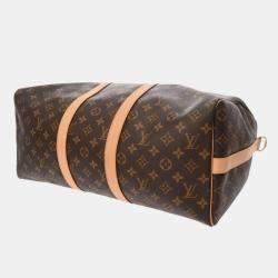 Louis Vuitton Monogram Keepall Bandouliere 45 2Way Brown Canvas Boston Bag