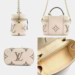 Pre Owned Louis Vuitton Vanity PM Cream Monogram Empreinte Leather Shoulder Bag