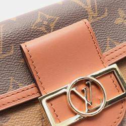 Louis Vuitton Portefeuille Dauphine Shoulder Bag Coated Canvas Leather Monogram Reverse Brown Beige