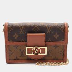 Louis Vuitton Portefeuille Dauphine Shoulder Bag Coated Canvas Leather Monogram Reverse Brown Beige