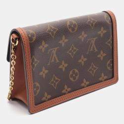Louis Vuitton Portefeuille Dauphine Shoulder Bag Coated Canvas Leather Monogram Reverse Brown Beige