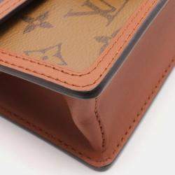 Louis Vuitton Portefeuille Dauphine Shoulder Bag Coated Canvas Leather Monogram Reverse Brown Beige