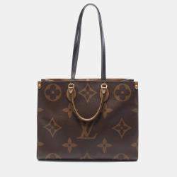 Louis Vuitton On The Go Gm Shoulder Bag Coated Canvas Leather Monogram Giant Brown