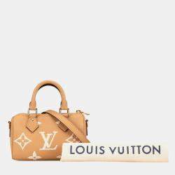 Louis Vuitton Monogram Empreinte Nano Speedy Mini Handbag Shoulder Bag Arizona Beige Leather