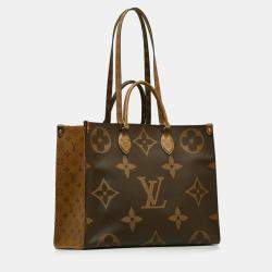 Louis Vuitton Monogram Giant Reverse On The Go Gm Handbag Shoulder Bag Brown Pvc Leather