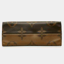 Louis Vuitton Monogram Giant Reverse On The Go Gm Handbag Shoulder Bag Brown Pvc Leather