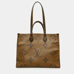 Louis Vuitton Monogram Giant Reverse On The Go Gm Handbag Shoulder Bag Brown Pvc Leather