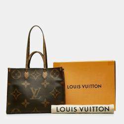 Louis Vuitton Monogram Giant Reverse On The Go Gm Handbag Shoulder Bag Brown Pvc Leather