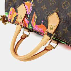 Louis Vuitton Monogram Rose Speedy 30 Handbag Brown Pink