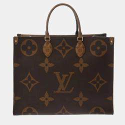 Louis Vuitton Monogram Giant Reverse On The Go Gm Brown Canvas Handbag