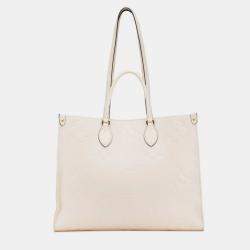 Pre Owned Louis Vuitton OnTheGo GM White Leather Monogram Empreinte Giant Shoulder Bag