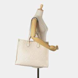 Pre Owned Louis Vuitton OnTheGo GM White Leather Monogram Empreinte Giant Shoulder Bag
