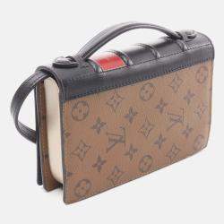 Louis Vuitton Book Wallet On Chain Monogram Reverse Shoulder Bag Coated Canvas Leather Brown Black