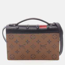 Louis Vuitton Book Wallet On Chain Monogram Reverse Shoulder Bag Coated Canvas Leather Brown Black