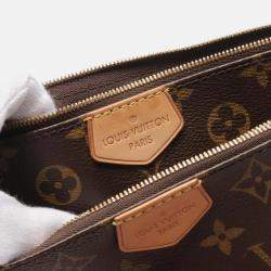 Louis Vuitton Multi Pochette Accessoires Shoulder Bag Coated Canvas Leather Monogram Brown Pink