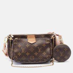 Louis Vuitton Multi Pochette Accessoires Shoulder Bag Coated Canvas Leather Monogram Brown Pink