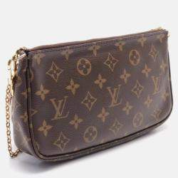 Louis Vuitton Multi Pochette Accessoires Shoulder Bag Coated Canvas Leather Monogram Brown Pink